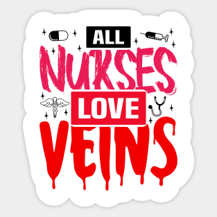 All Nurses Love Veins, Halloween Nurse Vampire Sticker